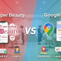 ホットペッパー集客 vs Googleマップ（MEO）どちらが美容室に向いている？2026年最新比較｜アイキャッチ