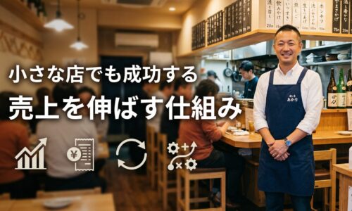 小さな飲食店でも成功するビジネスモデルと売上アップの仕組みを表現したアイキャッチ画像