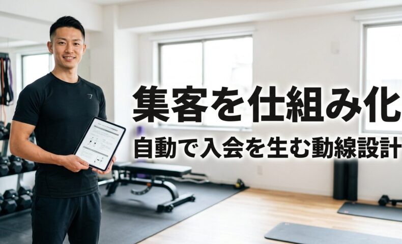パーソナルジムでタブレットを持ち入会相談に応じる日本人トレーナー