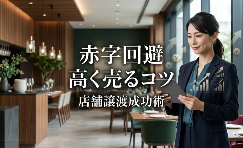 洗練された現代的な日本のレストランで自信に満ちた経営者がスタイリッシュなビジネス服装でタブレットの事業評価書類を確認し、背景には温かい木のアクセントとエレガントな照明の高級レストラン内装が見える戦略的なビジネス売却の様子